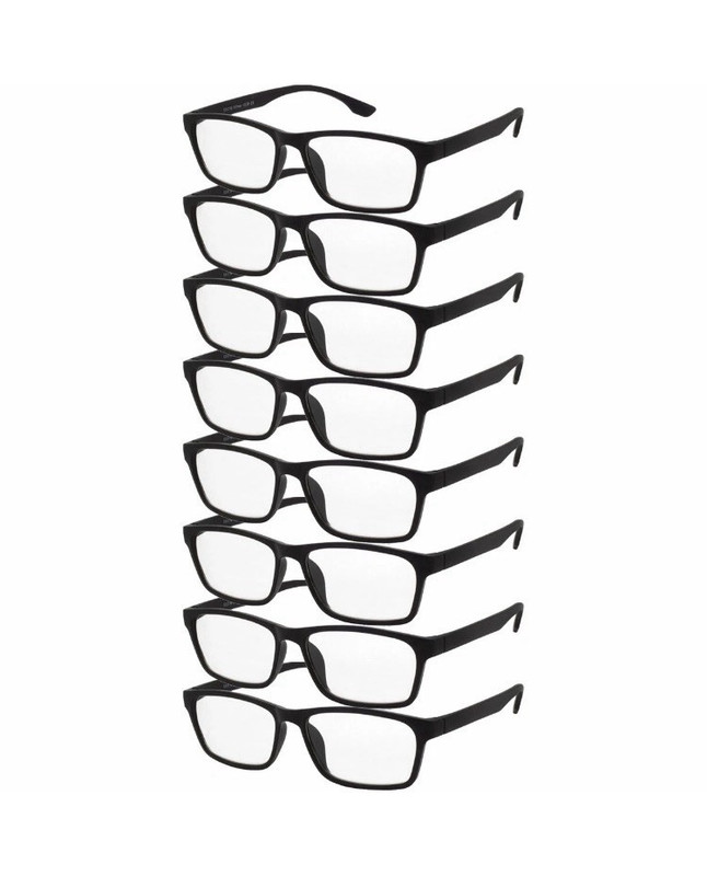 Mens Womens Reading Glasses 8 PACK Square Frame Readers Unisex Style Specs NEW