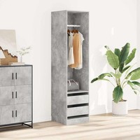 Kleiderschrank Schubladen Betongrau 50X50X200Cm Holzwerkstoff