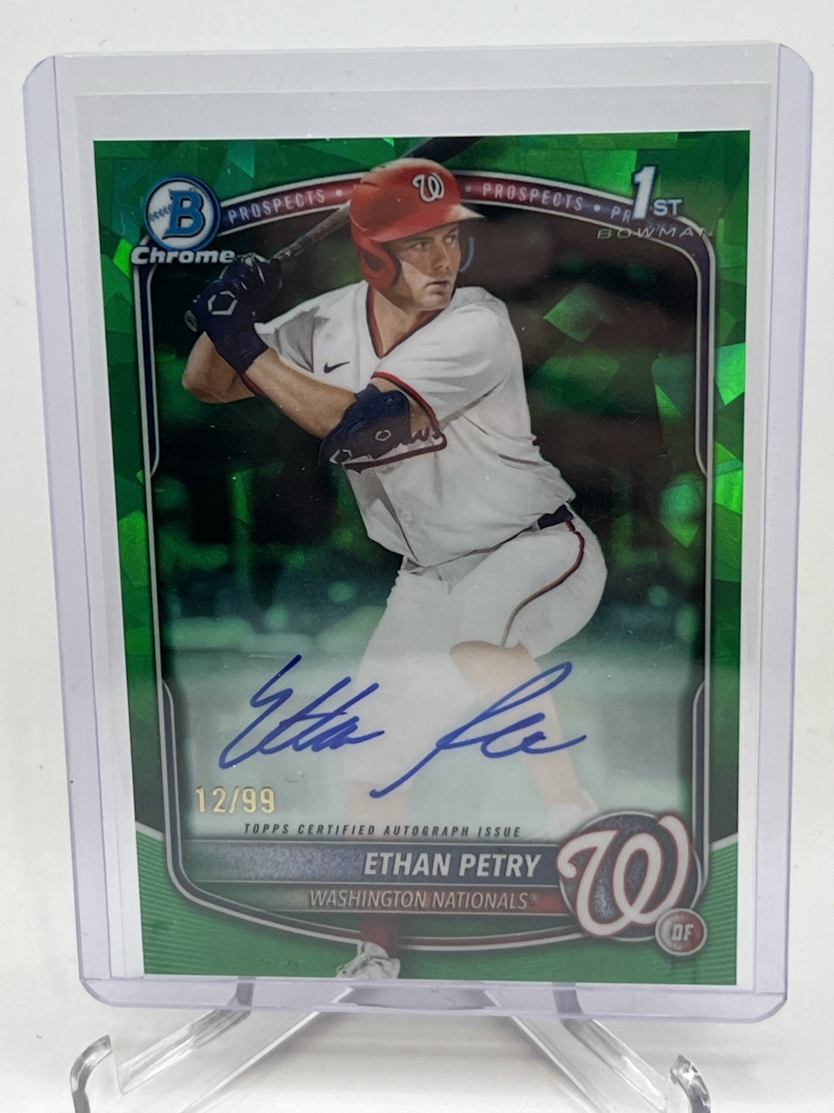 ETHAN PETRY 2025 BOWMAN DRAFT SAPPHIRE 1ST GREEN REFRACTOR AUTO /99