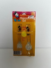 Vintage Disney Myszka Miki Happy Landing Set Sztućce dziecięce Łyżka Widelec Lexan