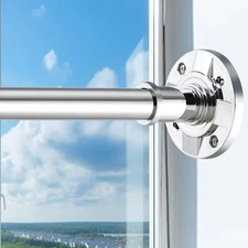 Tension Curtain Rod 31-124 Adjustable Heavy Duty Silver Spring Shower Rust