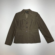 Kasper Womens Brown Lightweight Tweed 3 Button Functional Pockets Blazer Size 6P