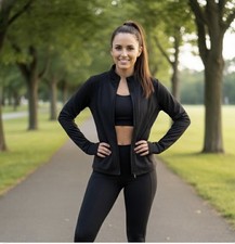 All In Motion Women's Activewear Jacket Size Medium Black Full Zip Pockets NWT