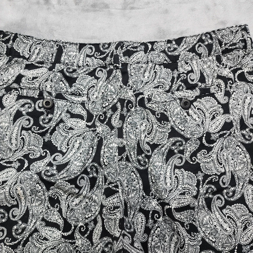 复古 90 年代基本版短裤女式 XL 黑色白色佩斯利弹力棉 — 第 3/4 张图片