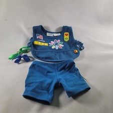 Build-A-Bear Workshop Daisy Girl Scouts Uniform Vest, Shorts 2 Bows Outfit