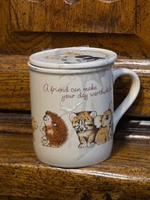 Vintage Hallmark Friendship Mug Mates 1983 Coffee Mug W/Lid Coaster Japan New