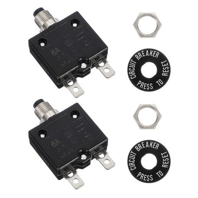 2Pcs 6Amp Push Button Circuit Breaker 125/250V AC 50V DC Overload Protector]