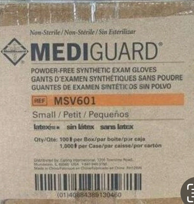 Guantes de examen Medline MediGuard de vinilo sin polvo - pequeños (estuche de 1000) Foto 3 de 3