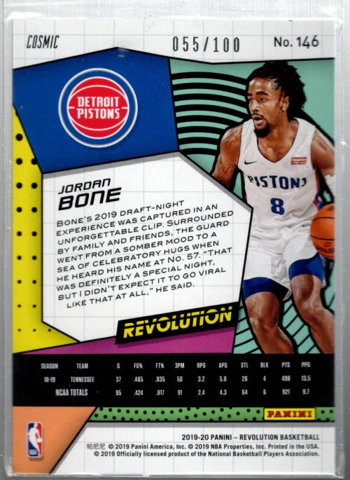 A5559- 2019-20 Panini Revolution Cosmic #146 Jordan Bone /100 - NM-MT ( ROOKIE) - Image 2 of 2