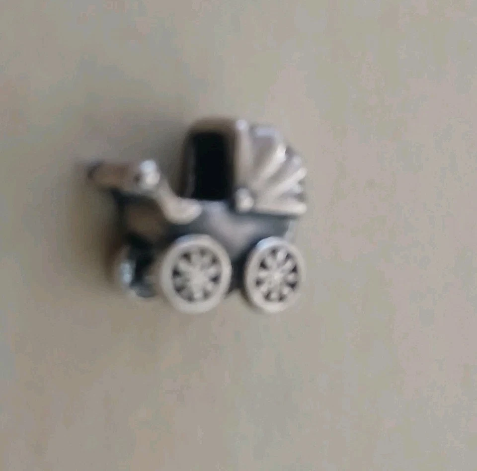 Auténtico cochecito de bebé Trollbeads plateado estornino nuevo sin etiquetas  Foto 3 de 4