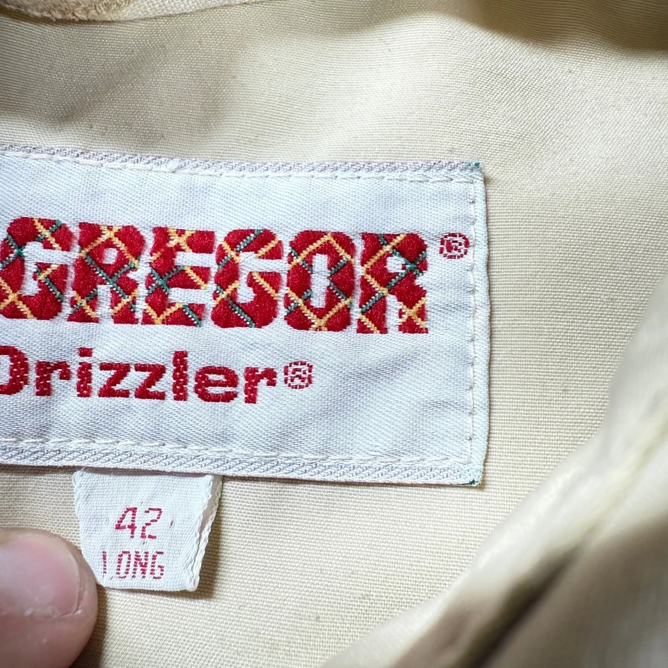 Chaqueta McGregor Drizzler Para Hombre 42 Larga Tostada Beige Cremallera Completa Estilo Vintage Foto 4 de 4