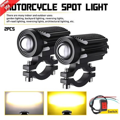 60W LED Motorcycle Headlight Yellow White Hi/Lo Spot Light Driving Fog Lamp ATV