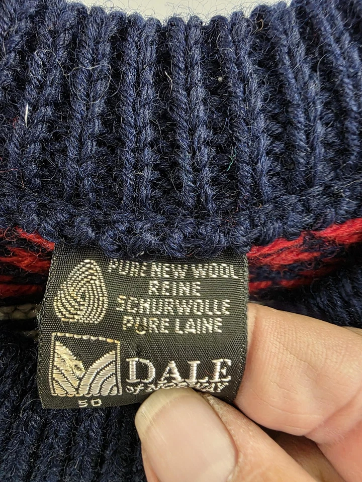 Dale Of Norway Sweater Mens Large Blue Wool Nordic Reindeer Pullover Ski Knit - Image 2 of 4