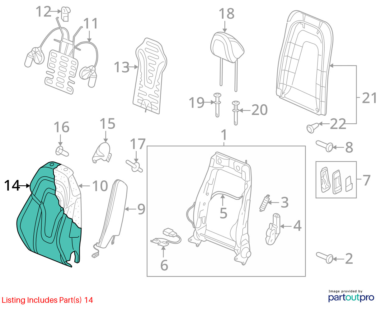 2014-2015 Audi R8 42 Front Left Upper Seat Black Rest Cushion OEM *NOTE*