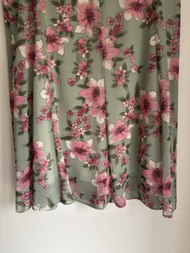 Autonomy Green & Pink Floral Midi Skirt – Size 16 Brand New Flowing A-Line Skirt - Image 4 of 4