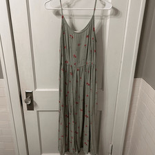 Vintage Express Green Floral Maxi Dress