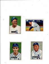 (4) Bowman 1951 #35, 196, 226, 237. Cartes de baseball vintage Rocco's