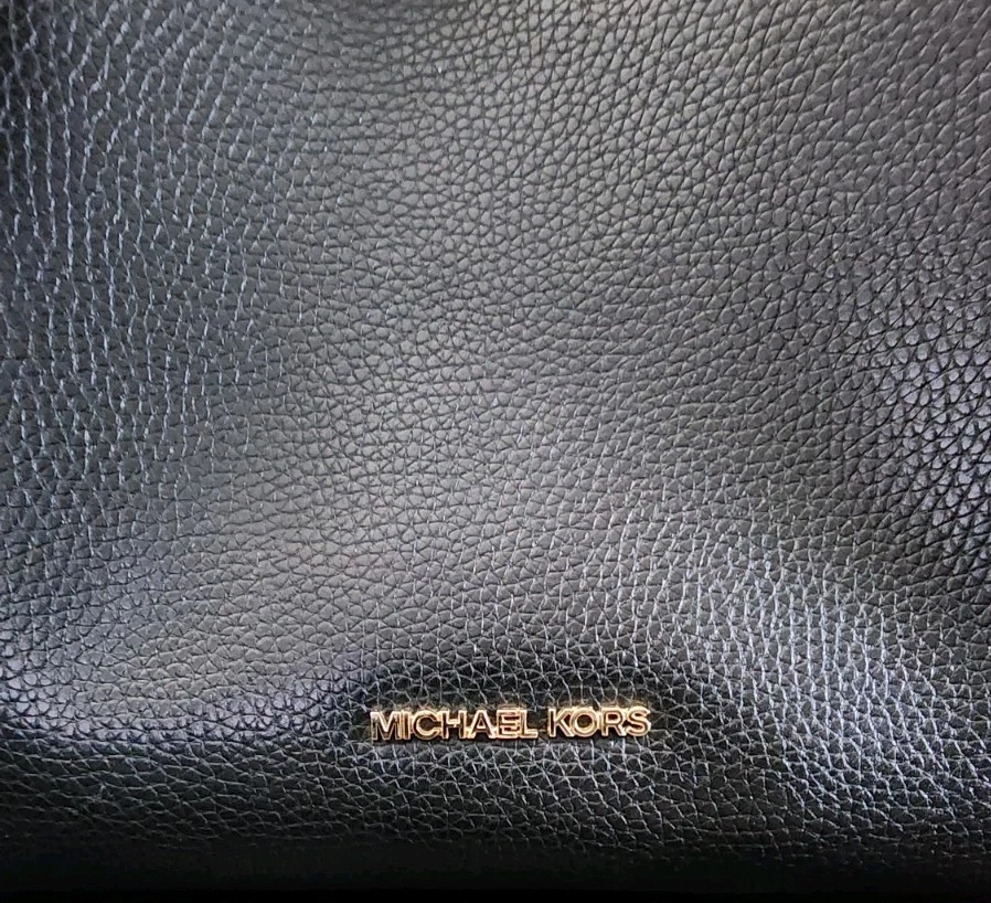 MICHAEL KORS Black "Rosemary"  Pebbled Large Leather Shoulder Bag, Gold Hardware - Image 3 of 4