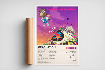 Kanye West, Graduation Album Art Poster, Print, Music Poster Gift A4 A3