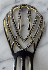 Vintage 1920s Art Deco Celluloid Hair Comb Rhinestone Faux Tortoise shell