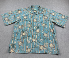 Vintage Reyn Spooner Shirt Men Xl Blue Hawaiian Tropical Floral Reverse Print
