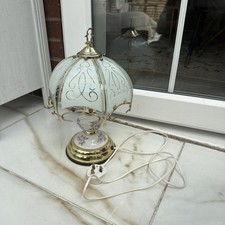 vintage gold metal/brass & glass touch 3 bright level table lamp-H37 x base 16cm