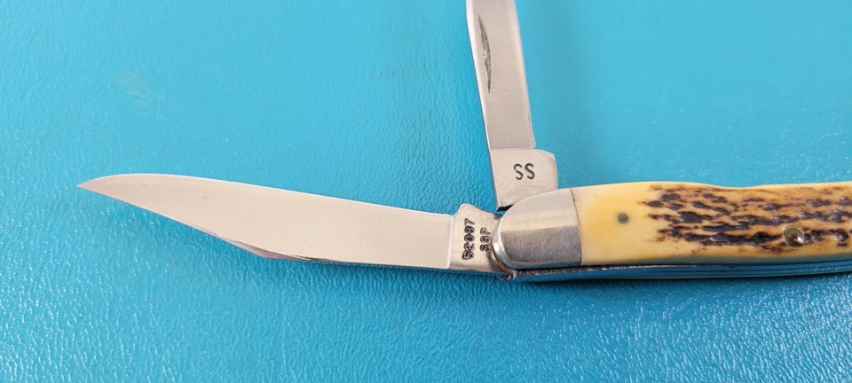 1977 CASE XX 52087 SSP Classic Blue Scroll Stag Folding Pocket Knife TR509 - Image 4 of 4