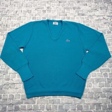 Vtg 80s Izod Lacoste Pullover V-Neck Sweater Mens Large Blue Union USA Grunge