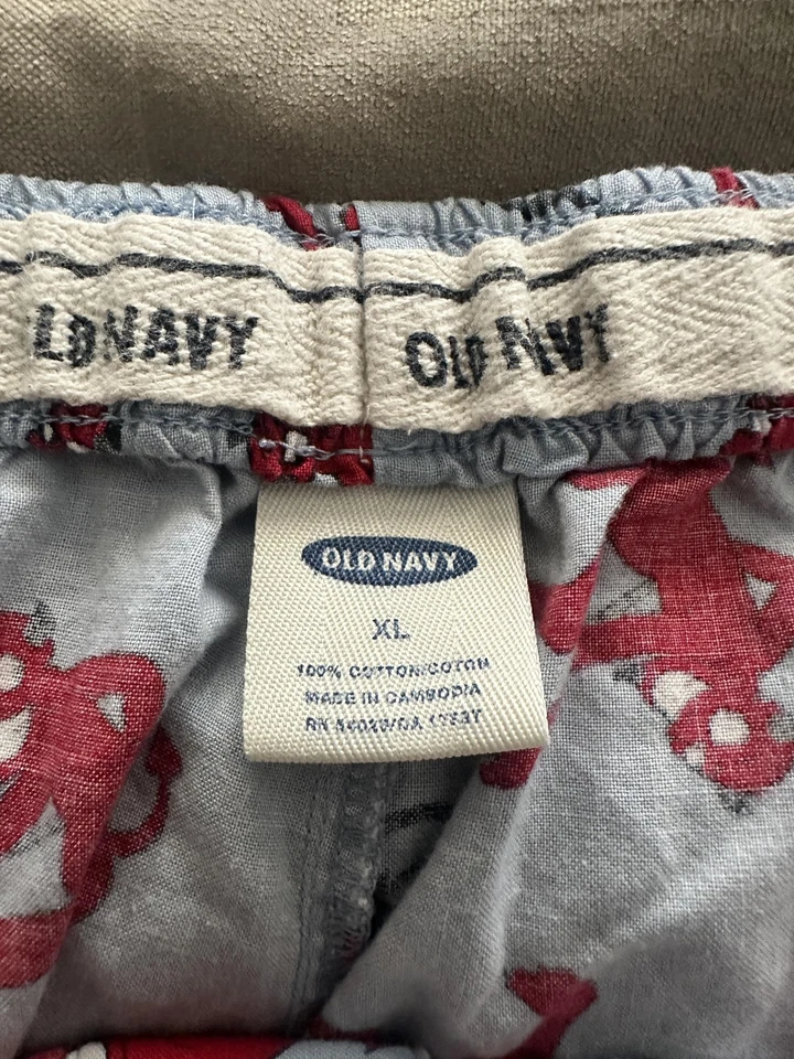 Pantalones de pijama vintage antiguos azul marino para hombre XL estampado de diablo rojo Y2K años 2000 ropa de dormir salón Foto 4 de 4