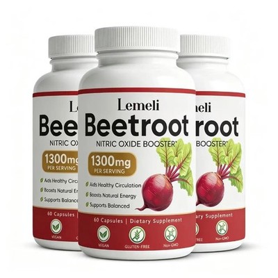 (3 PACK) Lemeli Beetroot -1300mg, Beet Lemeli Root Supplement 180 Capsules,US
