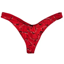 NWT VICTORIA'S SECRET High Leg Thong Sz XS-M-L-XL Red Silky Christmas