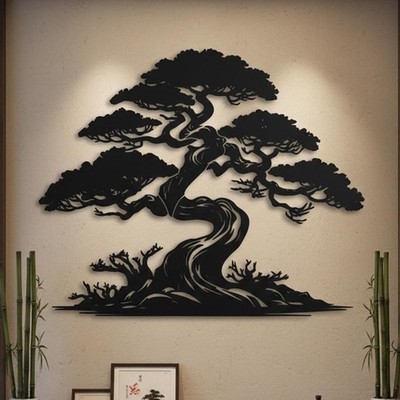 Bonsai Tree Metal Wall Art, Oversized Tree Metal Wall Art, Tree of Life Wall