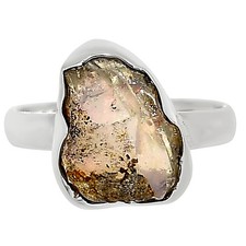 Natural Ethiopian Opal Rough 925 Sterling Silver Ring s.8 Jewelry R-1001