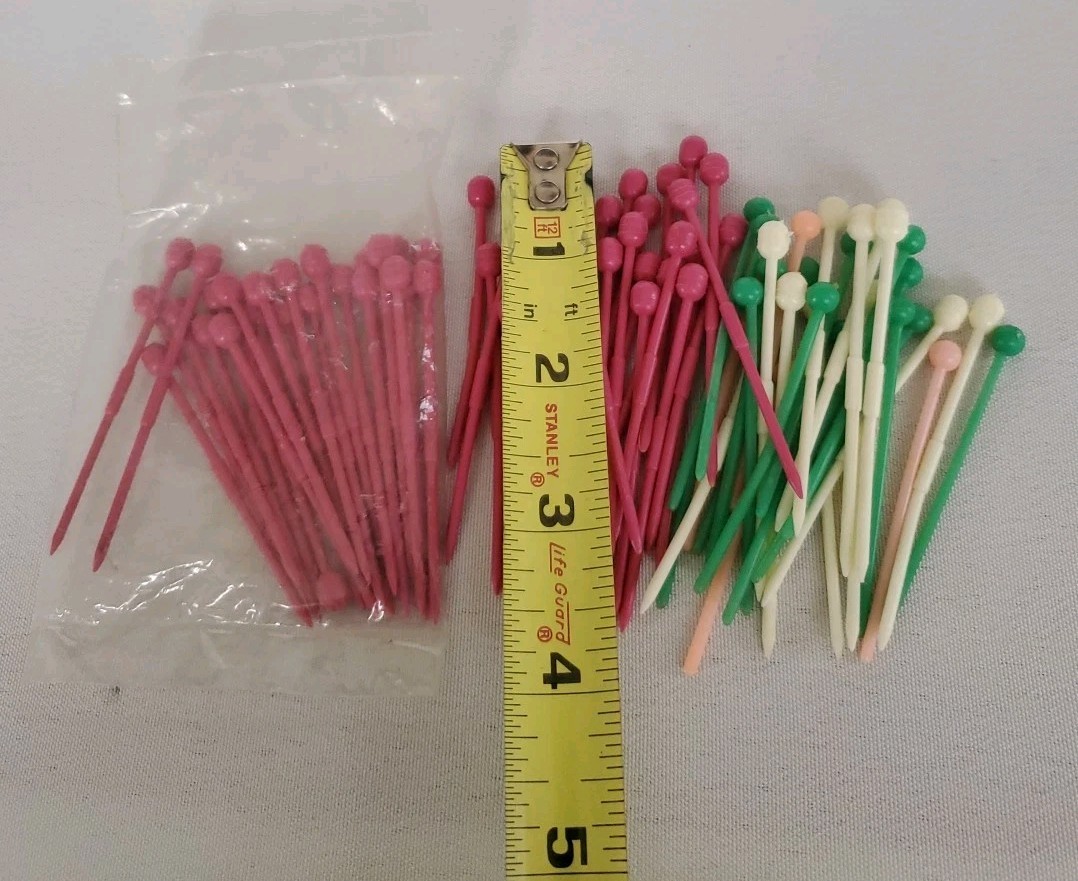 43 Used 25 Unopen Pack Hair Roller Pins Curler Picks 1960s Multi-Color Picks