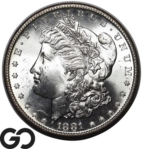1881-S Morgan Silver Dollar Coin, Blast White Lustrous PQ Solid Gem BU++ Blazer!