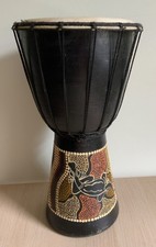 Large 40cm Painted Wooden Djembe Bongo Large African Influenced Drum Handmade