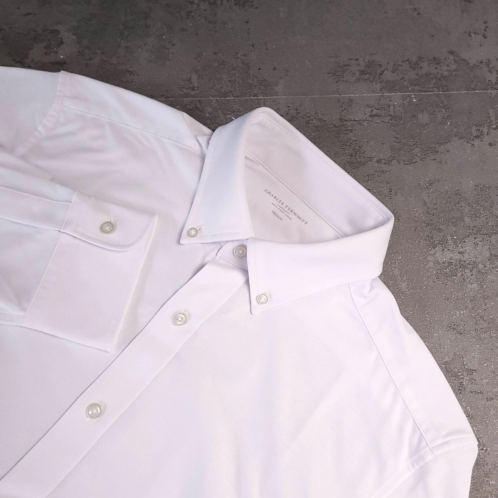 Charles Tyrwhitt Shirt Mens Medium Regular Fit White Plain Button Down Collar