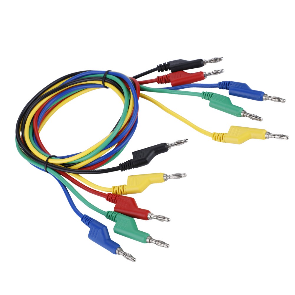 5pcs P1036 Double Headed 1M 4mm Banana Plug Cable Test Leads For Multimeter☜
