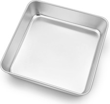 Sartén cuadrada para pasteles de 9X9 pulgadas, sartén para hornear de acero inoxidable para cacero de brownies de lasaña