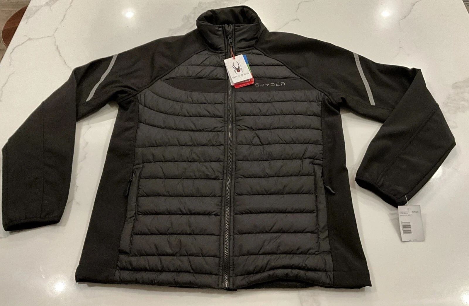 Spyder Mens Style OMSP174 Black Zip Softshell Jacket Coat Sz S MSRP $169 - NWT