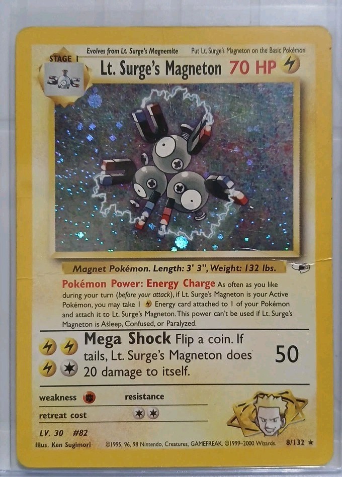 Lt. Surge's Magneton 8/132 - Pokemon Gym Heroes Unlimited Holo Rare Card HP DMG