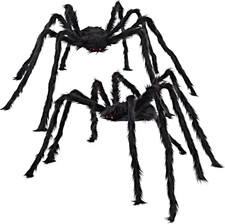 JOYIN 2 Pack 5 Ft Halloween Outdoor Decorations Hairy Black Spider, Scary Giant