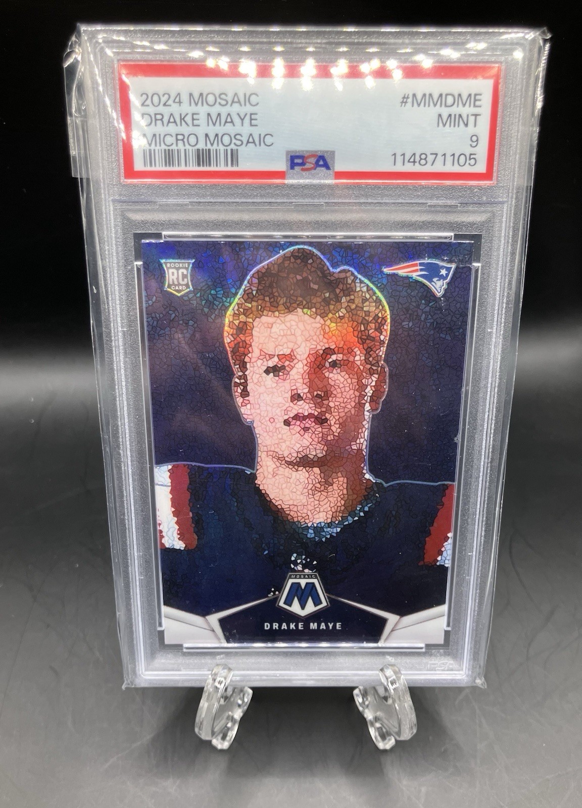 2024 Panini Mosaic - Drake Maye Rookie RC Micro Mosaic SSP Case Hit #MMDME PSA 9