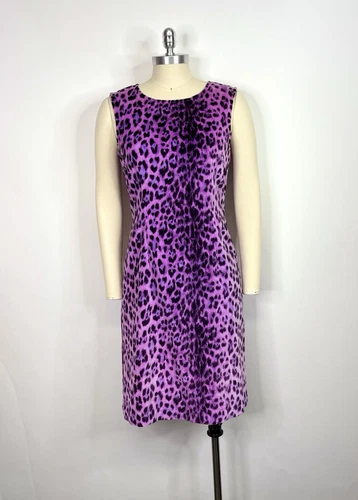 Abito vintage Moschino viola stampa leopardata velluto 46 XL