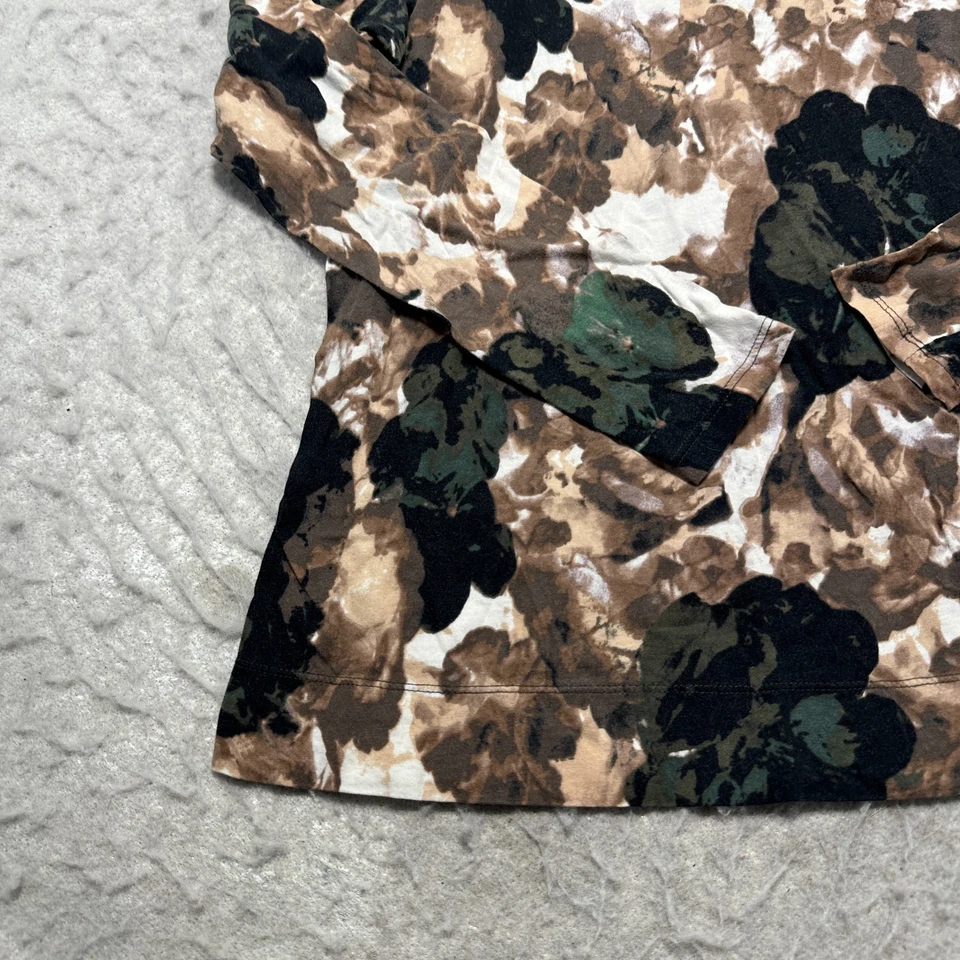 Camiseta Simply Vera Wang Blanca Marrón Negra Floral Manga Larga Mujer Talla Pequeña Foto 2 de 4