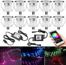 1-50x WIFI 30mm RGB LED Decking Lights RGB Kitchen Plinth Garden Patio Lamp IP67