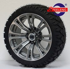 Golf Cart 14 Gunmetal Vector Wheels And 20 Stinger All Terrain Tires Dot Rated Golf Cart 14 Gunmetal Vector Wheels And 20 Stinger All Terrain Tires Dot Rated