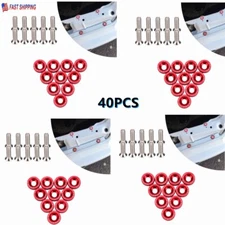 40PCS JDM Red Aluminum Fender Washers Bumper Bolt Engine Bay M6 Dress Up Kit