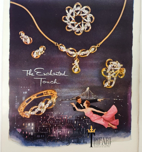 Trifari Illusion Fashion Jewelry Vintage 1952 Ad Magazine Print