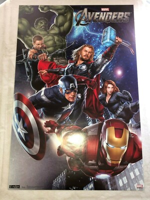 MARVEL Avengers Movie Poster Hulk Captain America Black Widow Hawkeye ...